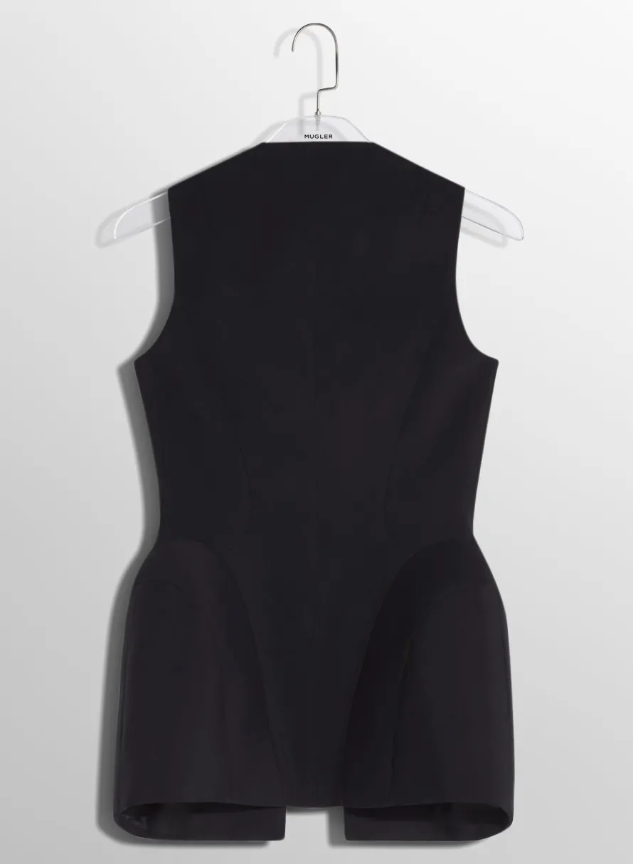 Jackets & Coats|MUGLER black corseted pierced vest