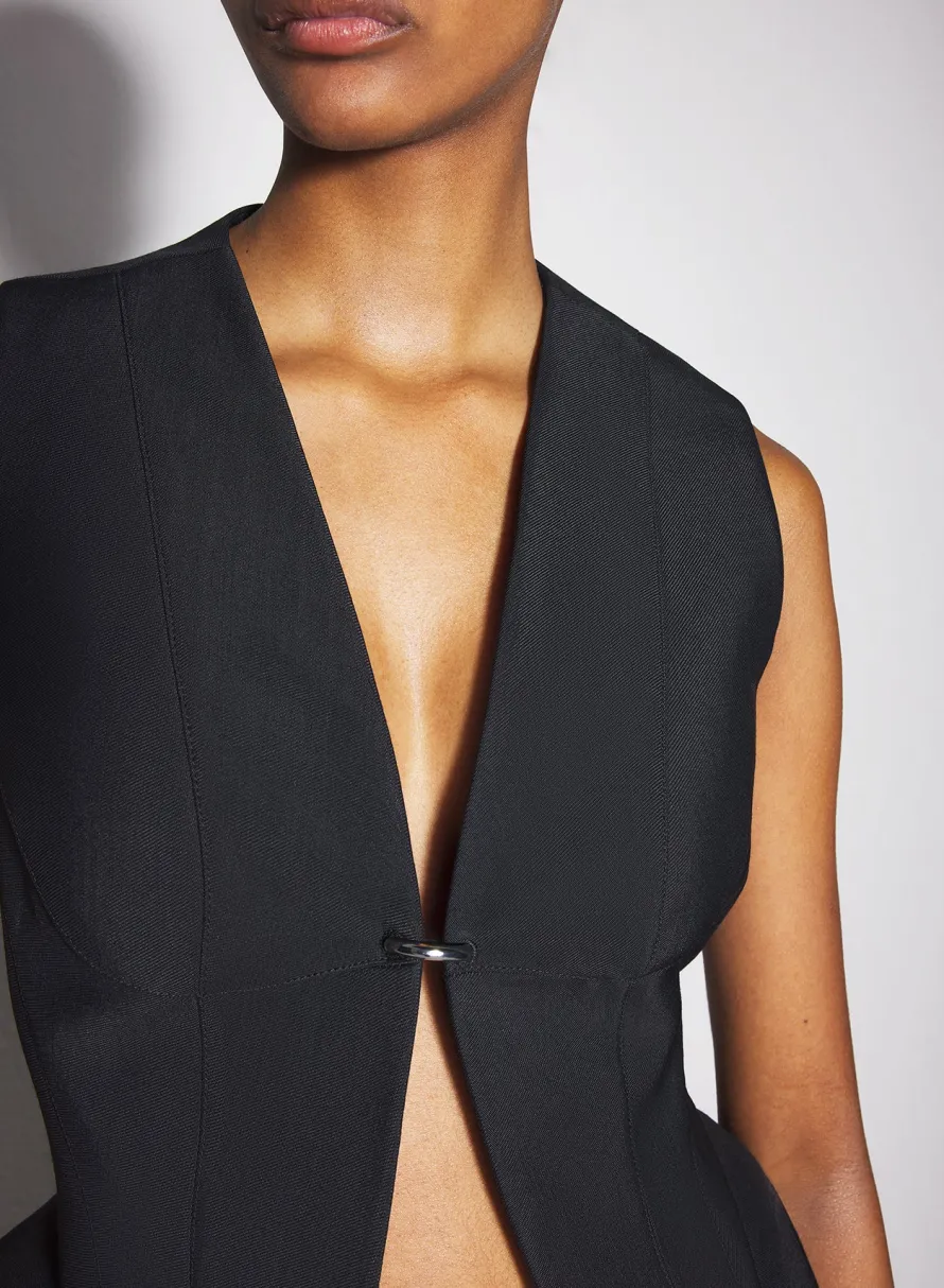 Jackets & Coats|MUGLER black corseted pierced vest