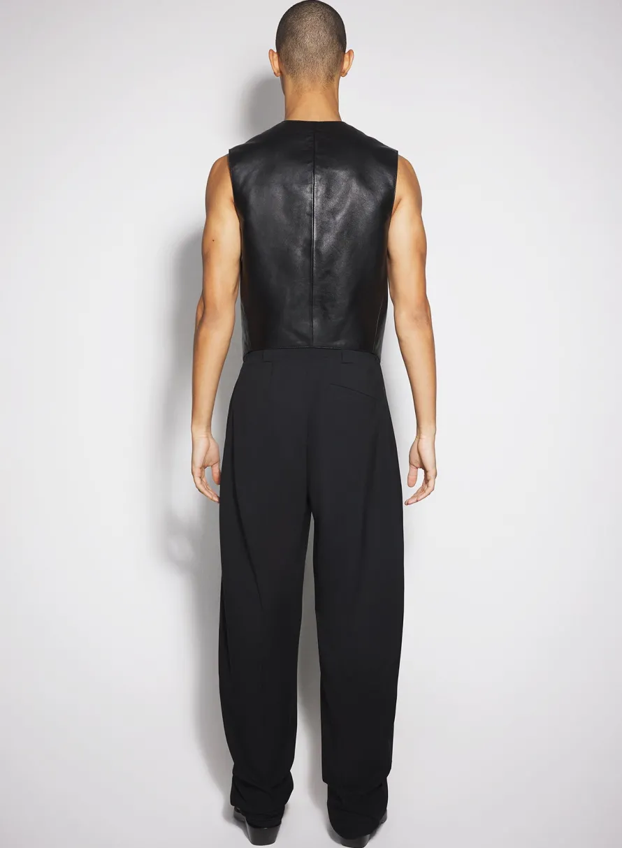 Trousers & Shorts|Trousers|MUGLER black pleated wide leg trousers