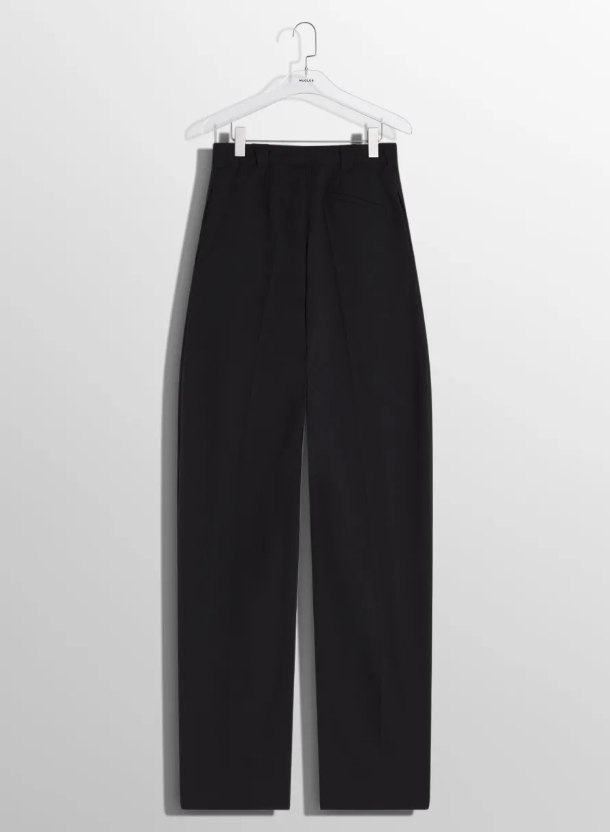 Trousers & Shorts|Trousers|MUGLER black pleated wide leg trousers