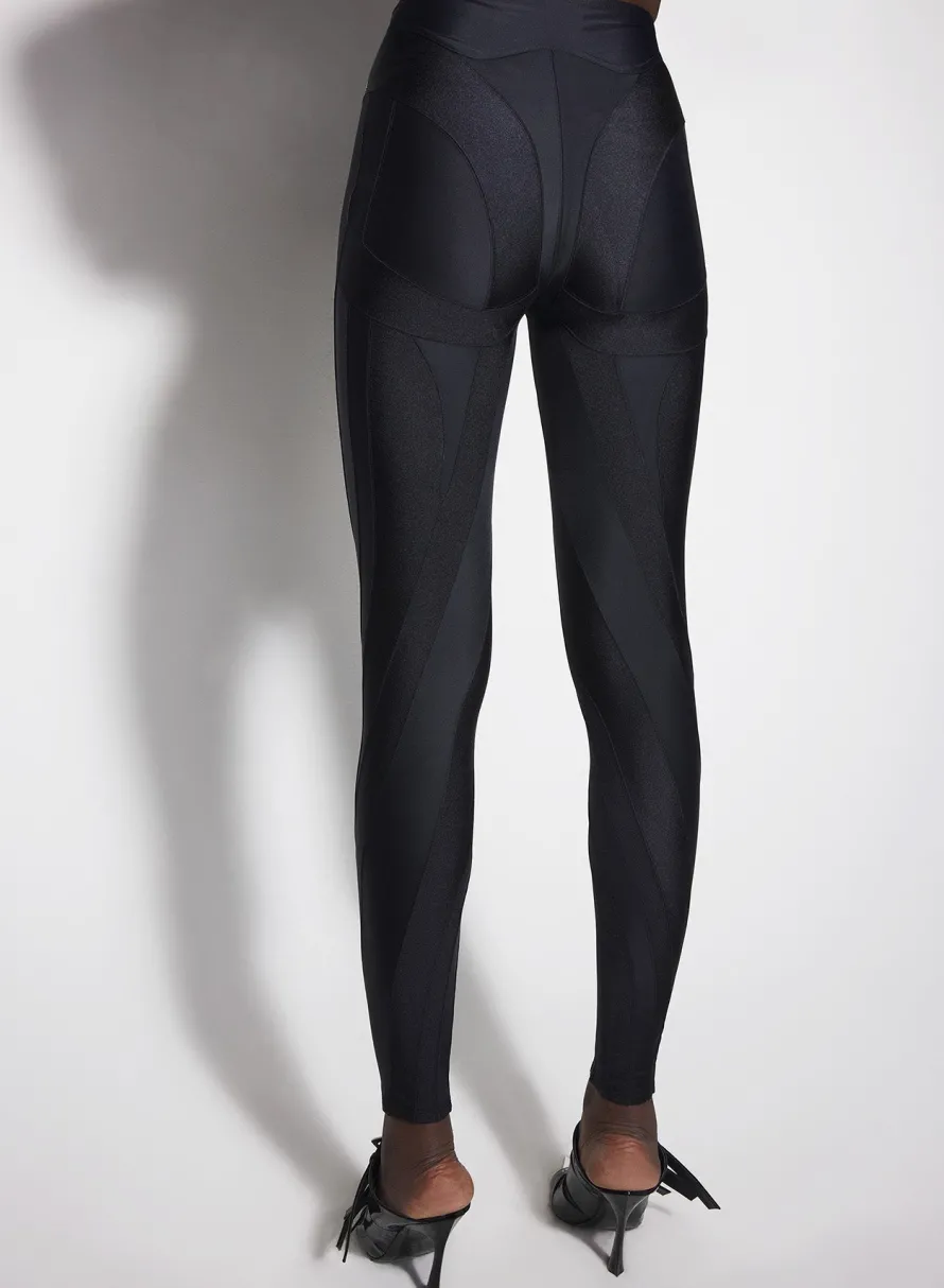 Bodysuits & Leggings|MUGLER black spiral leggings