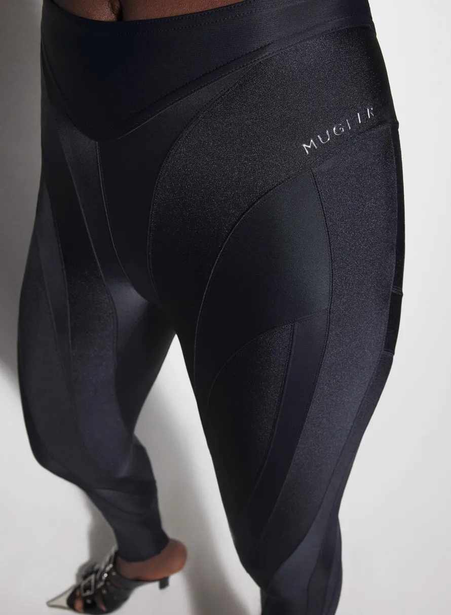 Bodysuits & Leggings|MUGLER black spiral leggings