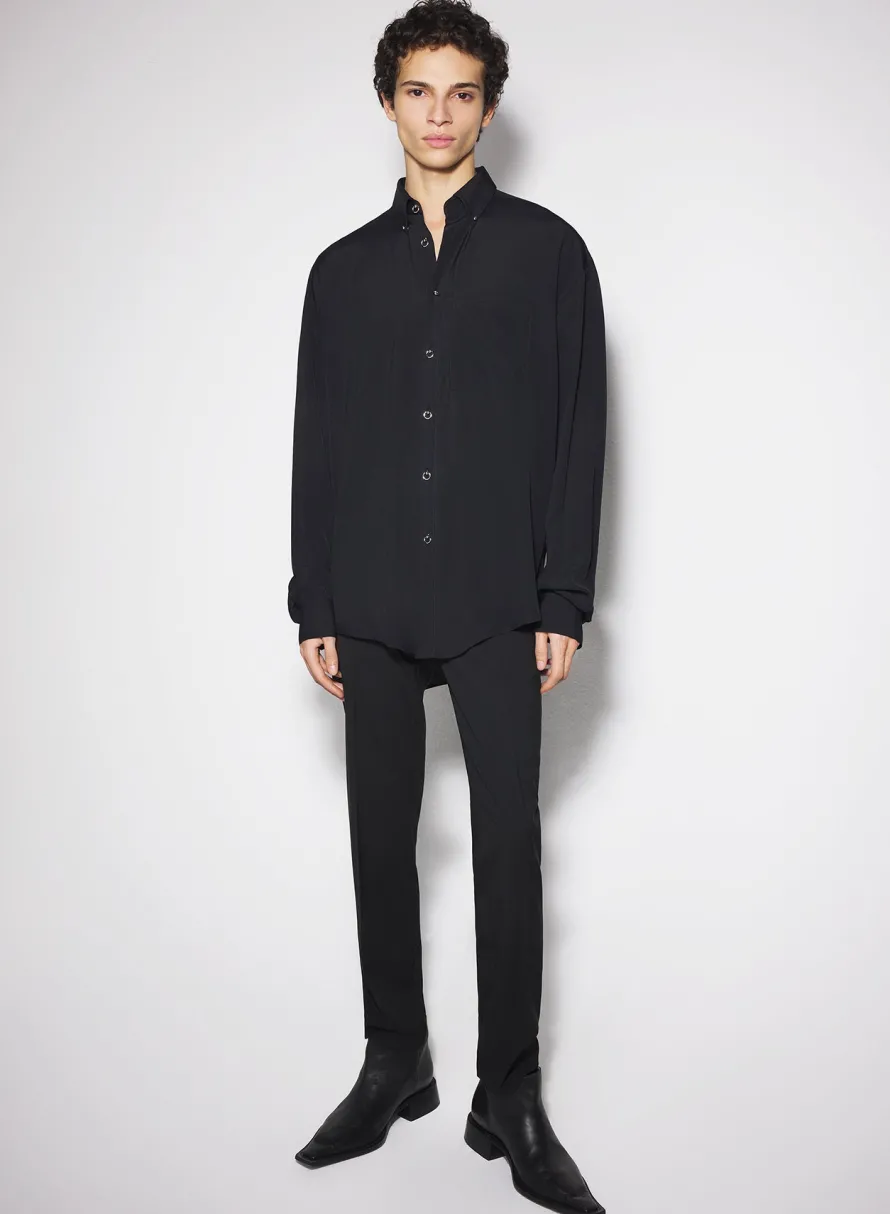 Tops|Tops|MUGLER black fluid piercing shirt