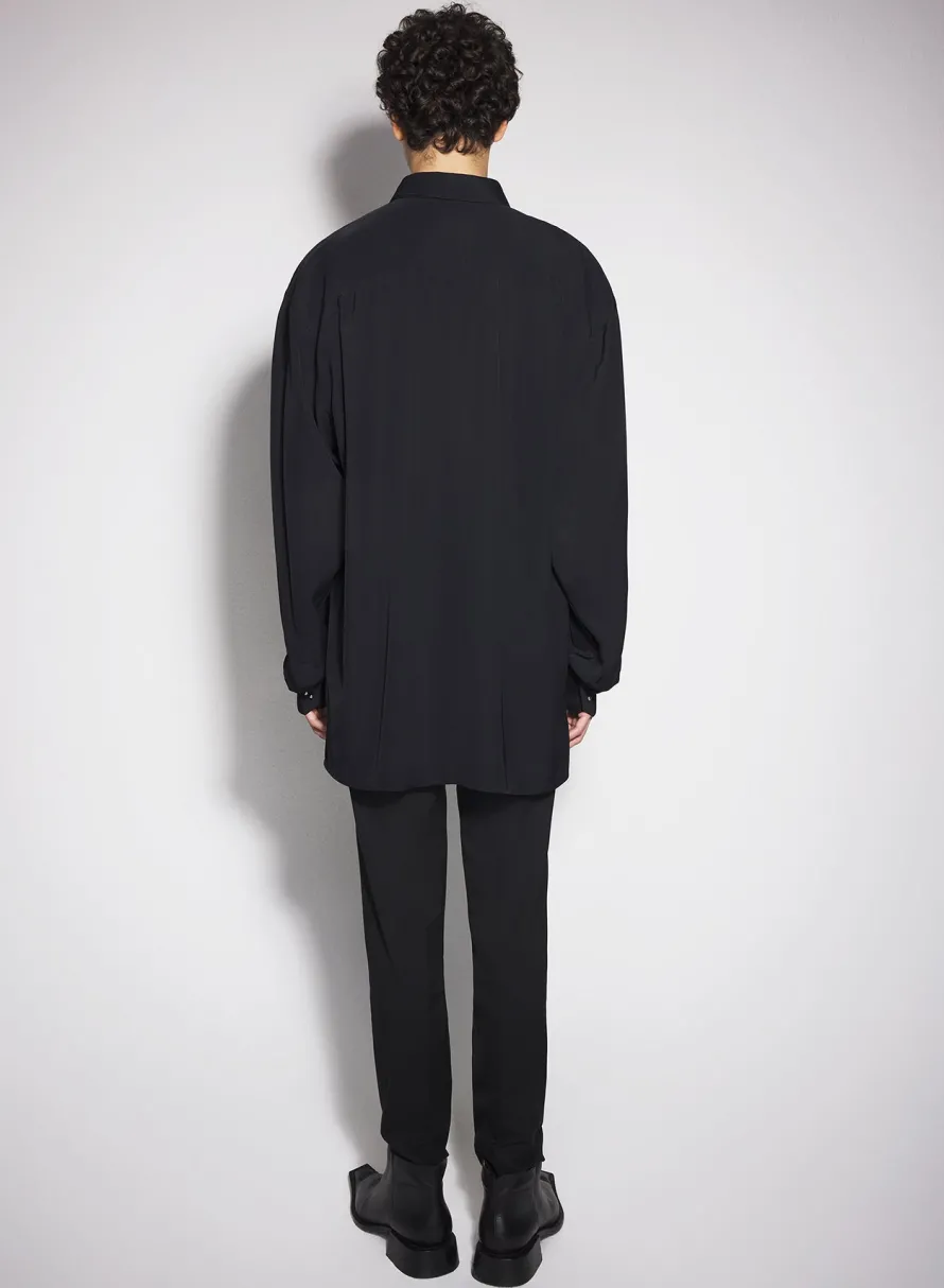 Tops|Tops|MUGLER black fluid piercing shirt