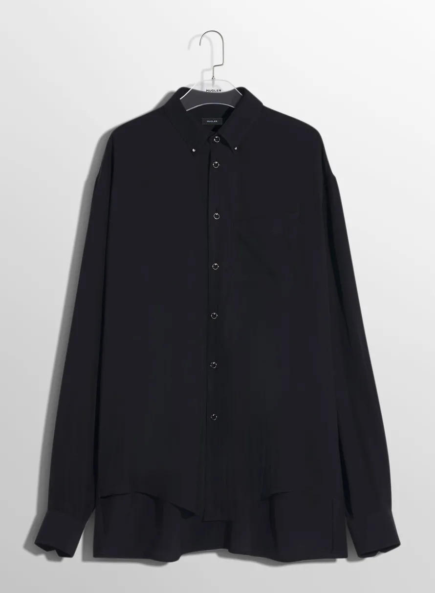 Tops|Tops|MUGLER black fluid piercing shirt