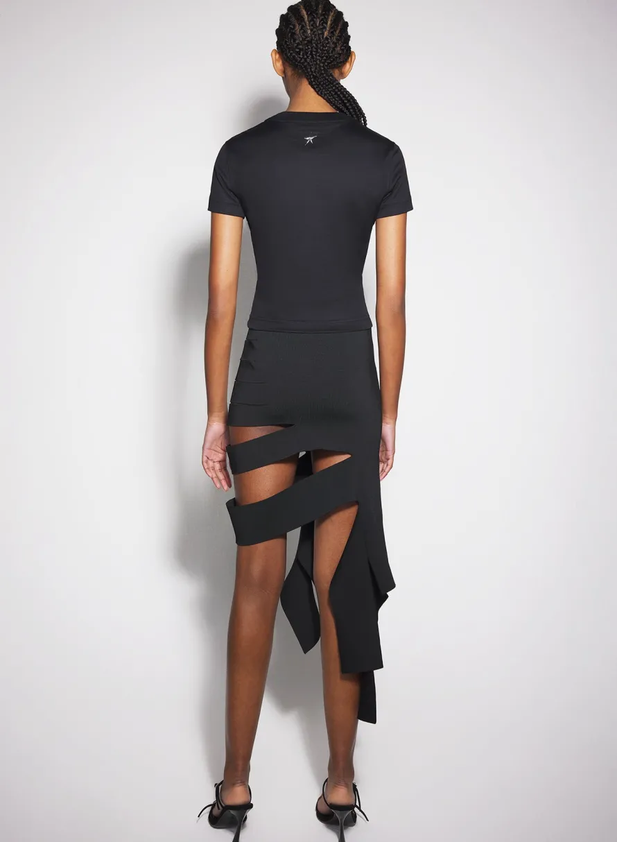Skirts & Shorts|Knitwear|MUGLER black bandage knit skirt