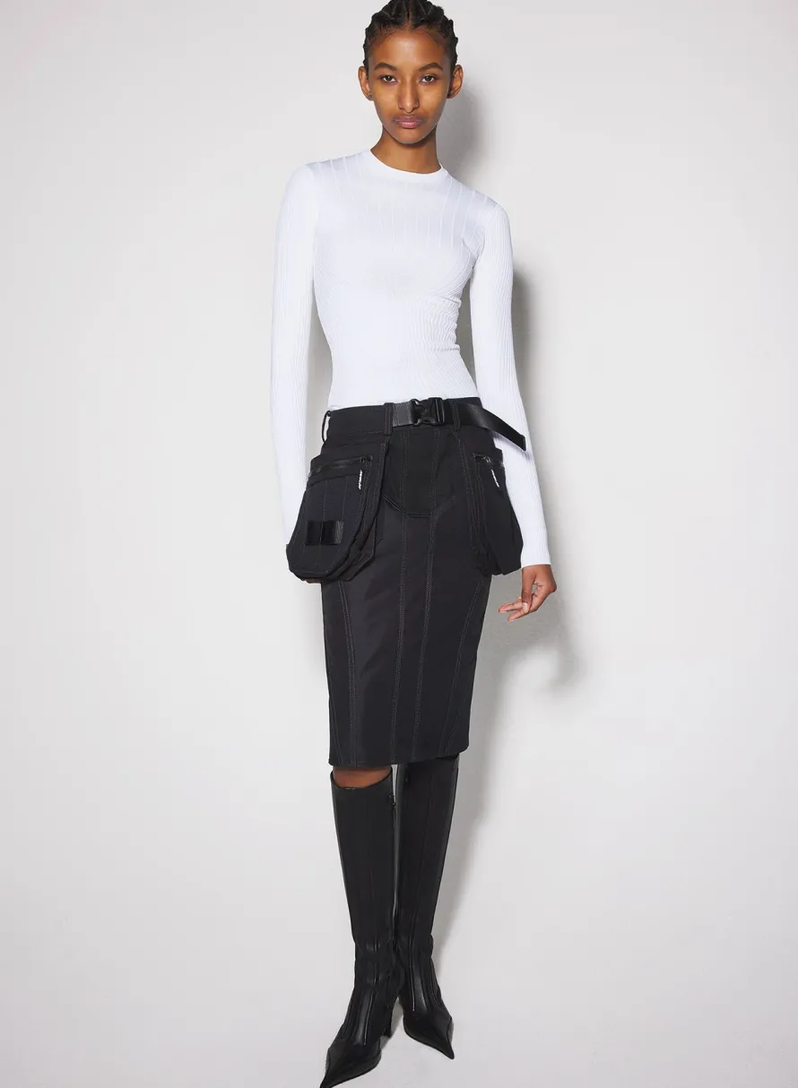 Knitwear|Tops|MUGLER white sculpting knit top