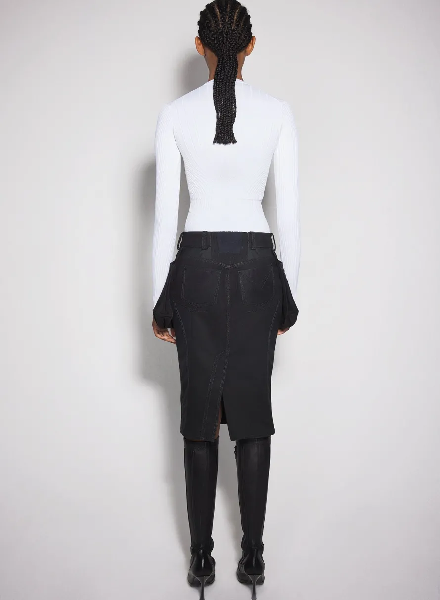 Knitwear|Tops|MUGLER white sculpting knit top