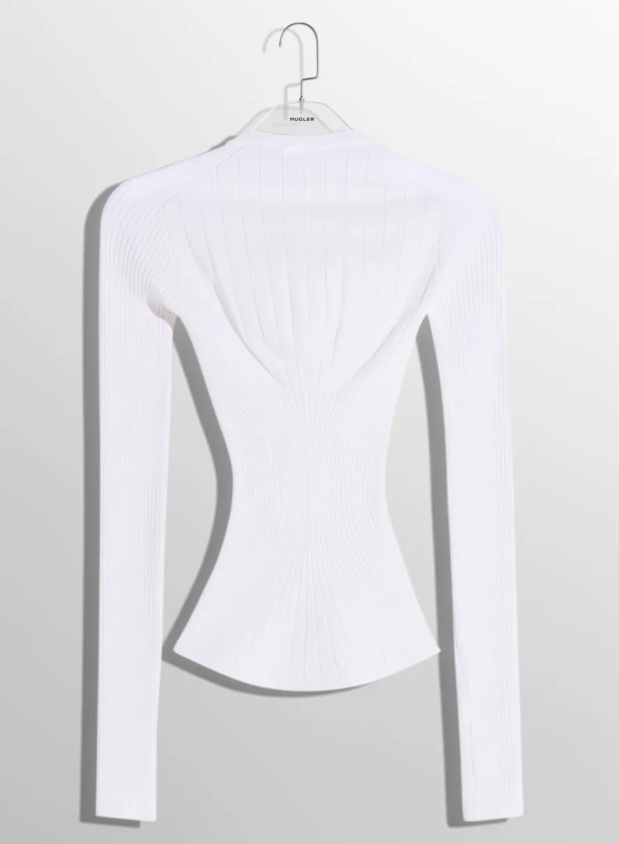 Knitwear|Tops|MUGLER white sculpting knit top
