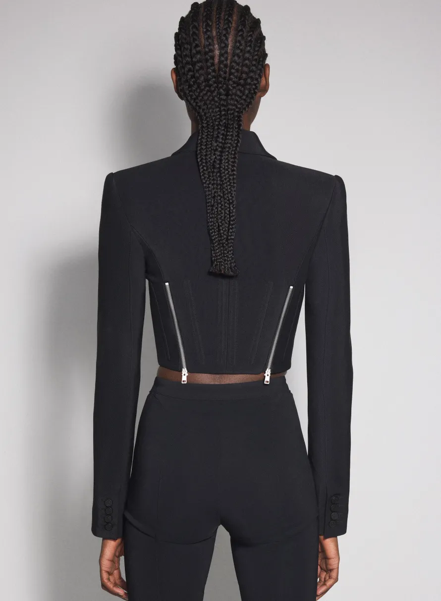 Jackets & Coats|MUGLER black zipped wool jacket