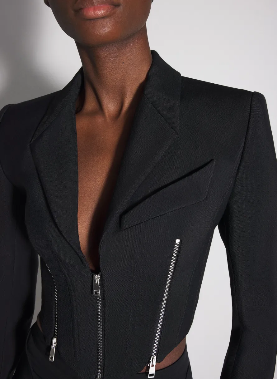 Jackets & Coats|MUGLER black zipped wool jacket