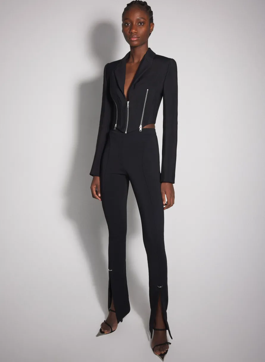 Jackets & Coats|MUGLER black zipped wool jacket