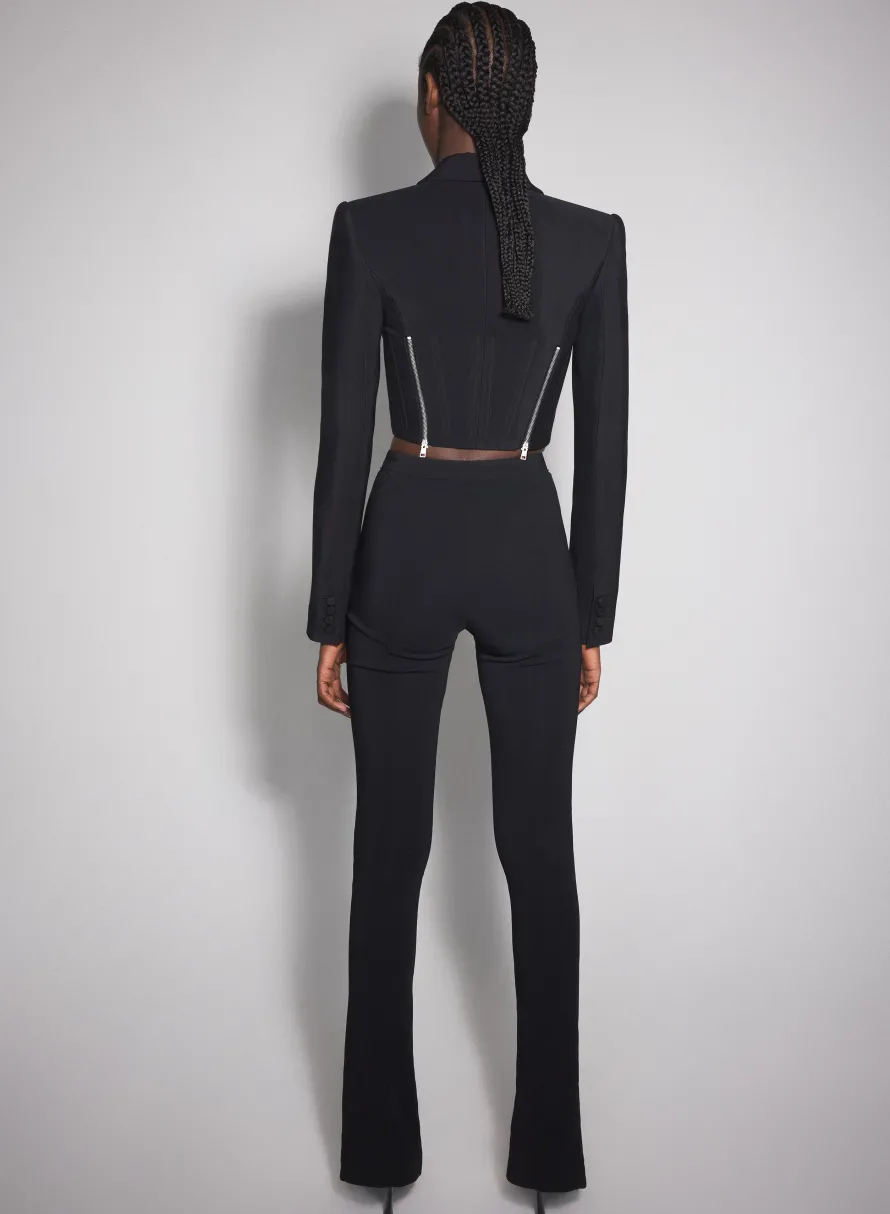 Jackets & Coats|MUGLER black zipped wool jacket
