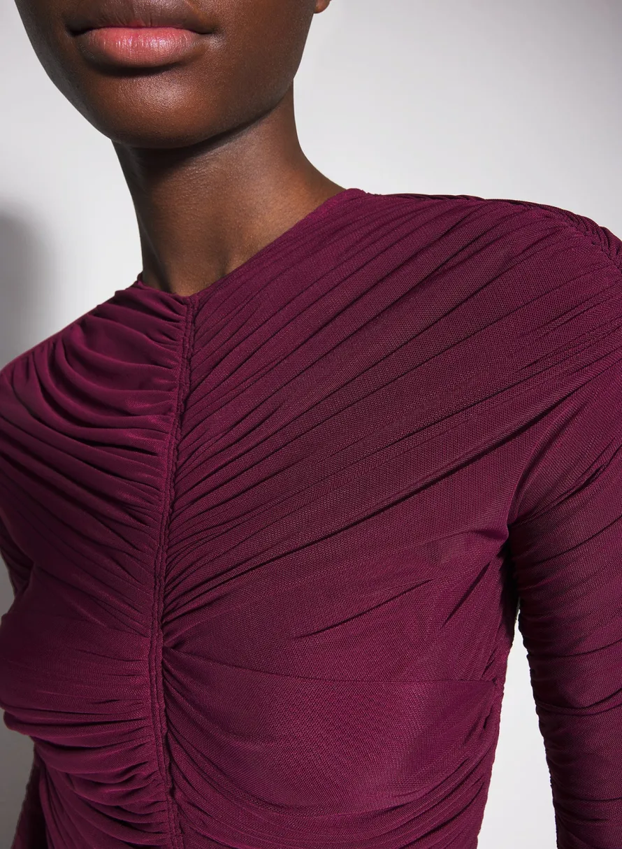 Dresses & Catsuits|MUGLER burgundy ruched gown
