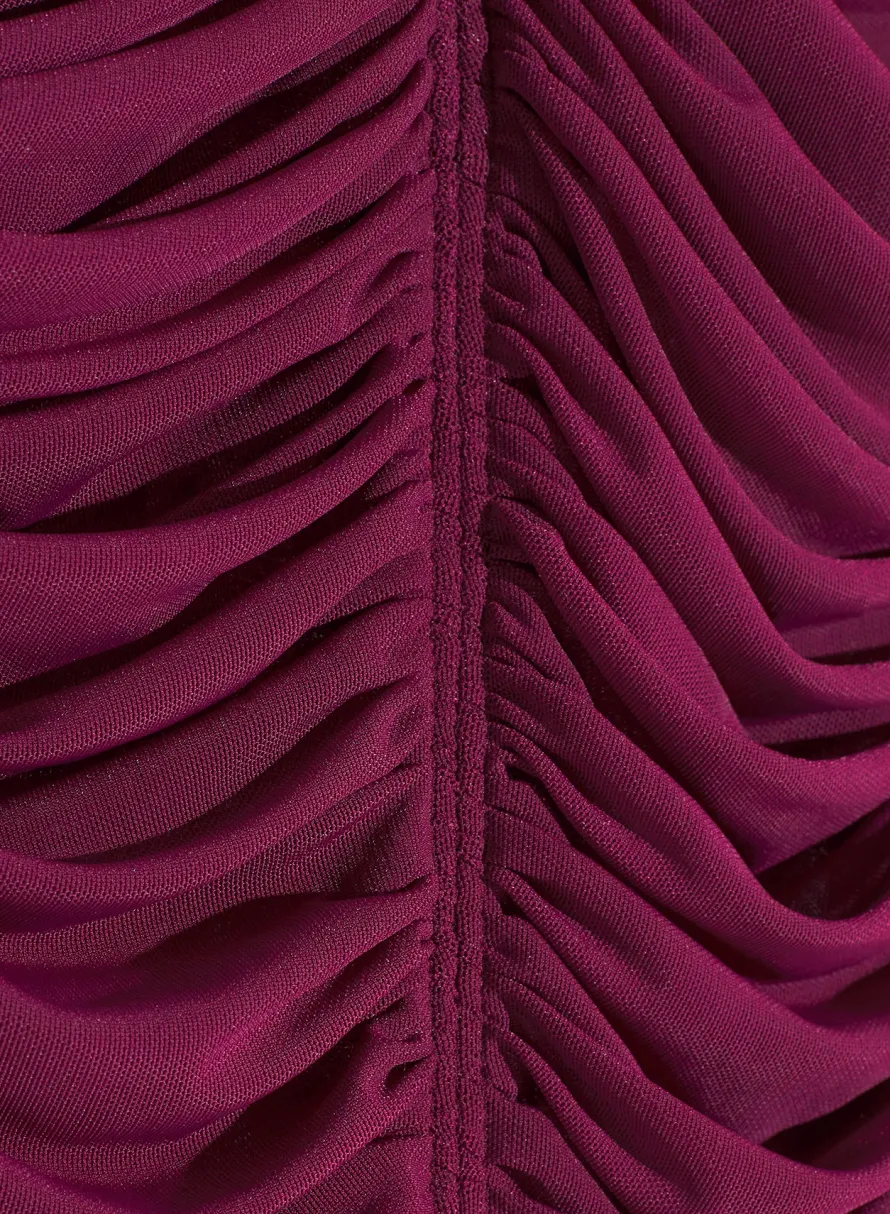Dresses & Catsuits|MUGLER burgundy ruched gown