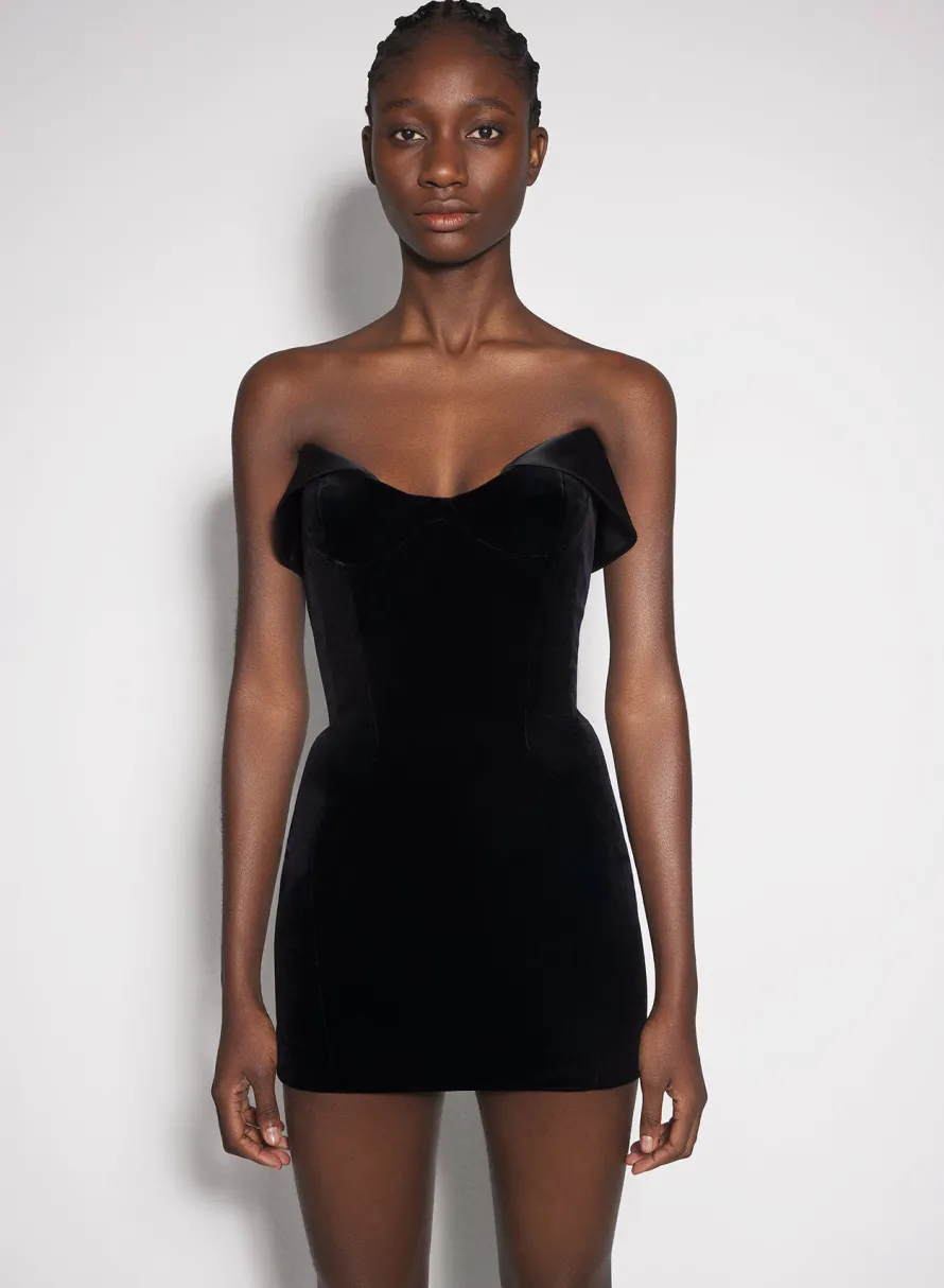 Dresses & Catsuits|MUGLER black velvet and satin mini dress