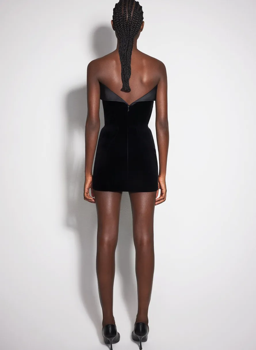 Dresses & Catsuits|MUGLER black velvet and satin mini dress