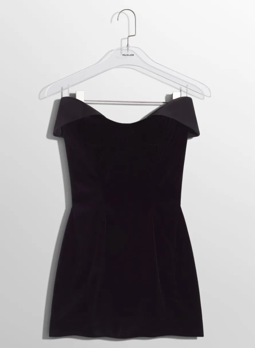 Dresses & Catsuits|MUGLER black velvet and satin mini dress