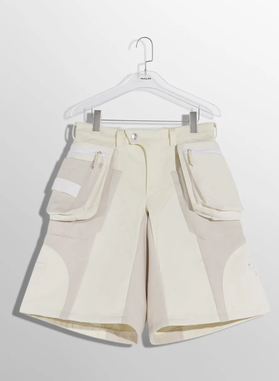 Trousers & Shorts|Trousers|MUGLER off-white technical fabric cargo shorts