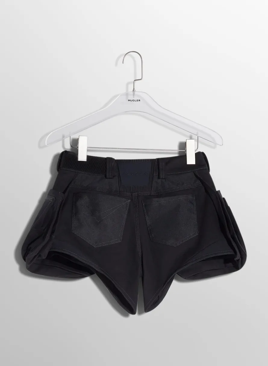 Skirts & Shorts|MUGLER black technical fabric cargo shorts
