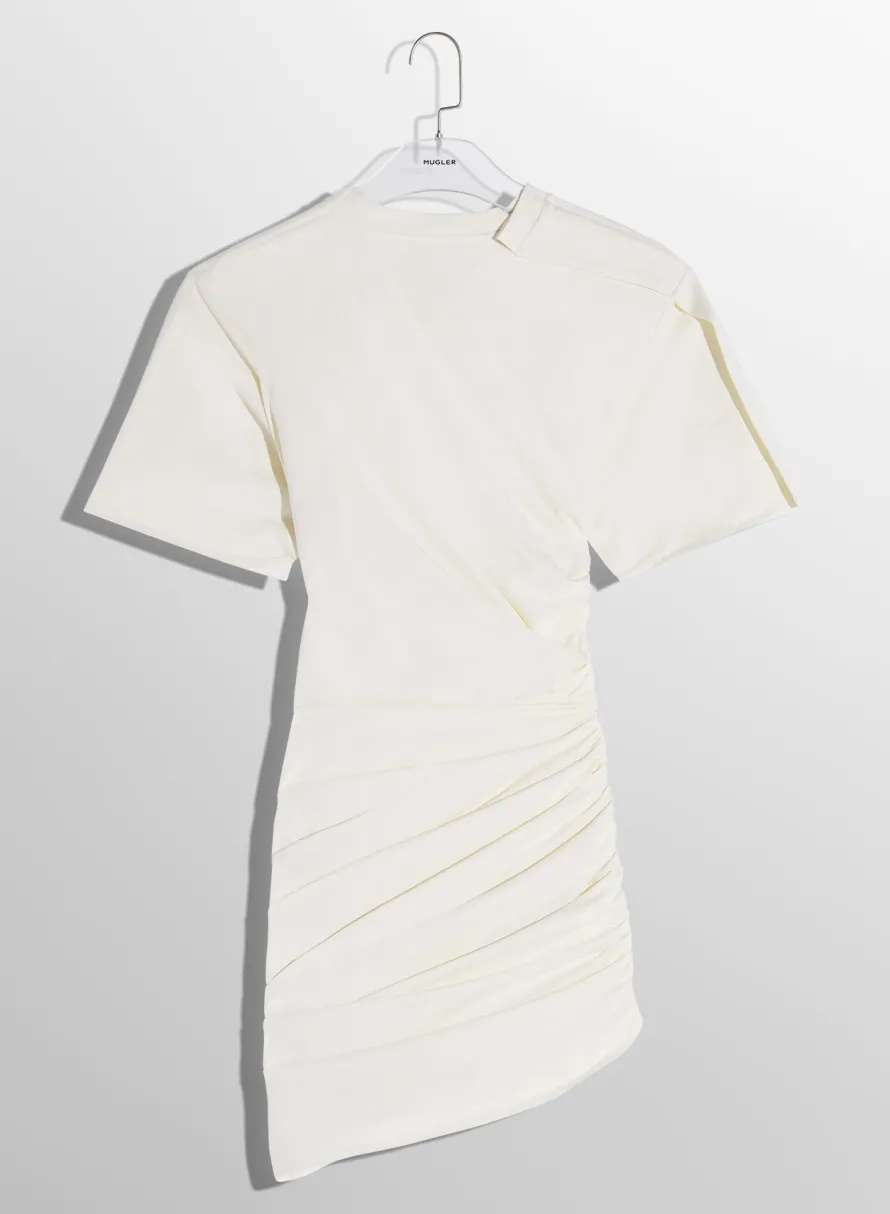 Dresses & Catsuits|MUGLER off-white draped pierced day dress