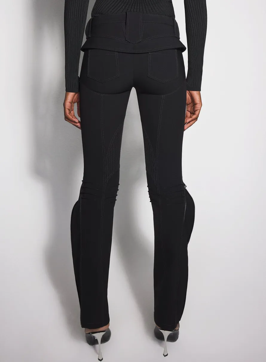 Trousers|MUGLER black zipped scuba pants
