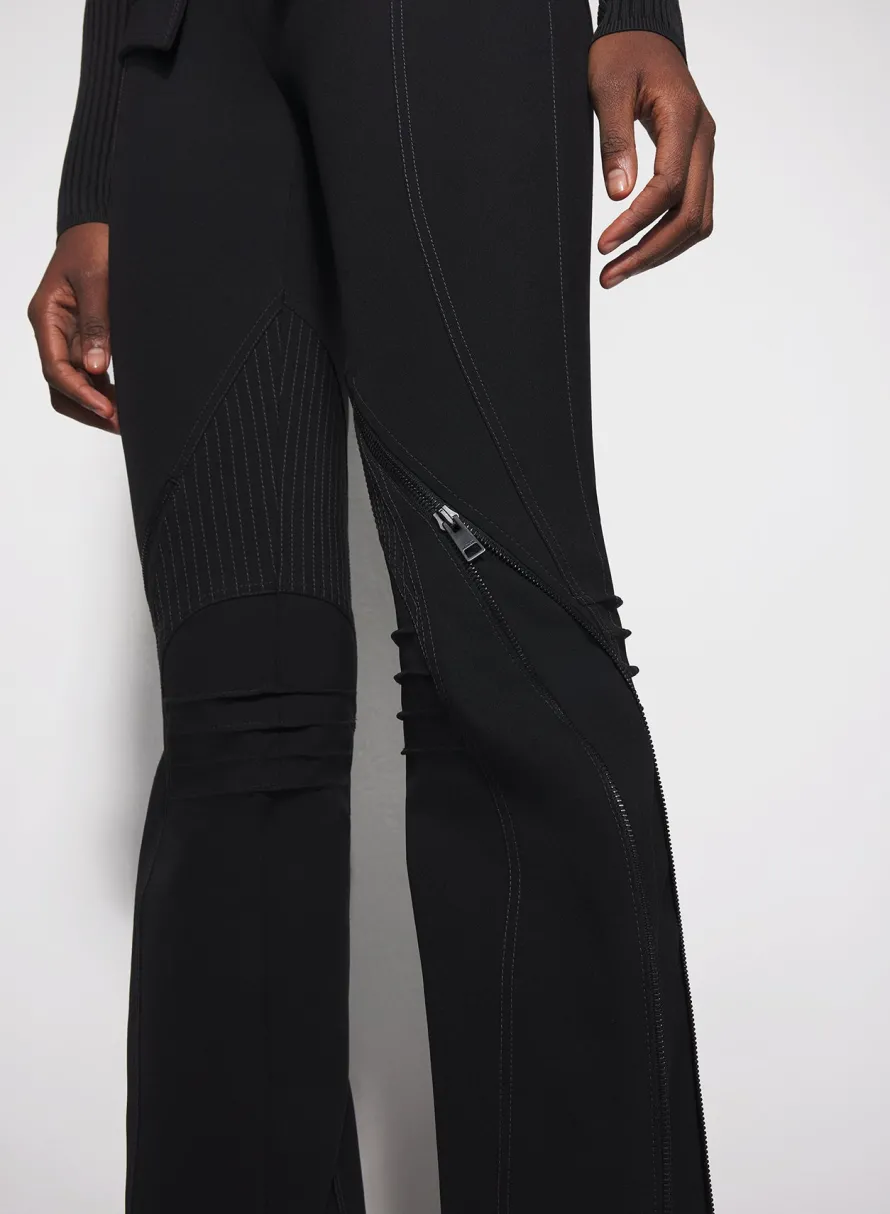 Trousers|MUGLER black zipped scuba pants