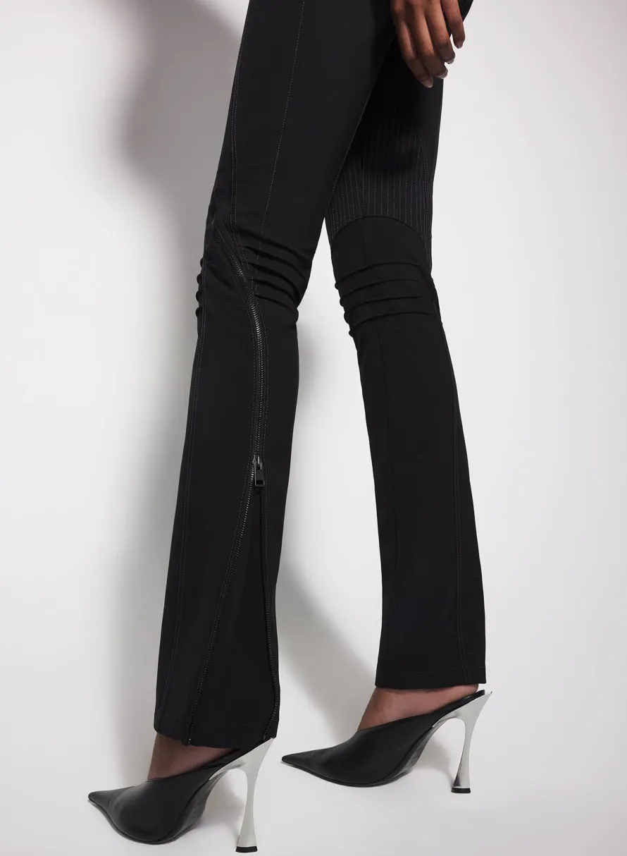 Trousers|MUGLER black zipped scuba pants