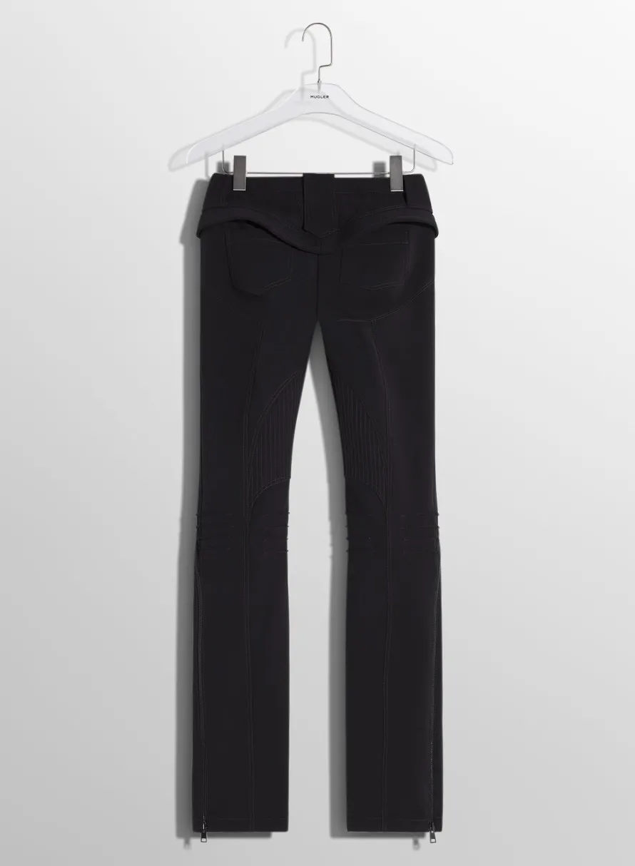 Trousers|MUGLER black zipped scuba pants