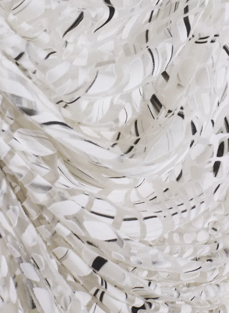 Tops|MUGLER off-white dévoré velvet ruched top