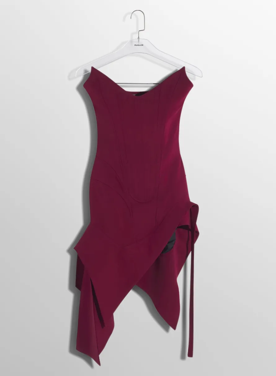 Dresses & Catsuits|MUGLER burgundy asymmetric bustier dress