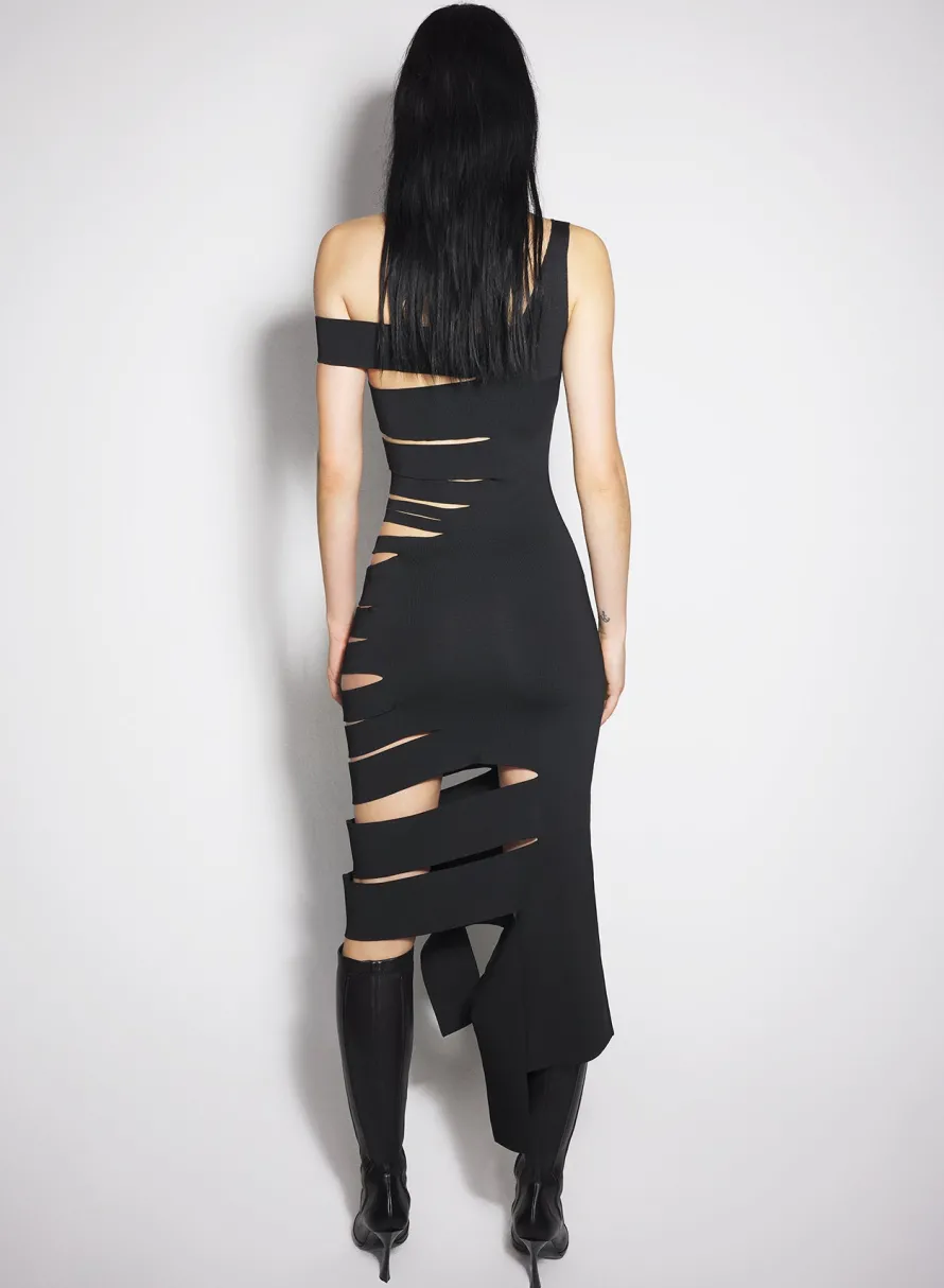 Knitwear|Dresses & Catsuits|MUGLER black bandage knit dress
