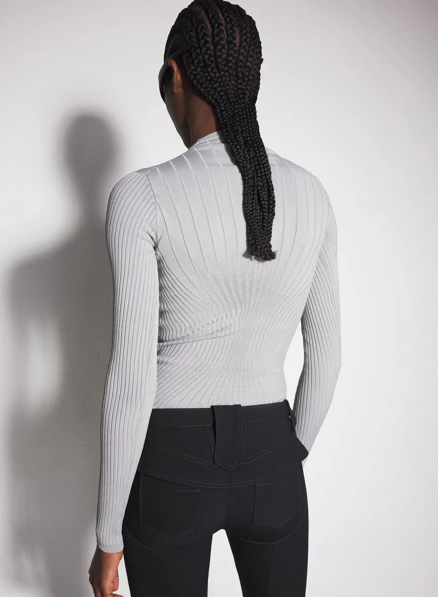 Knitwear|Tops|MUGLER grey sculpting knit top