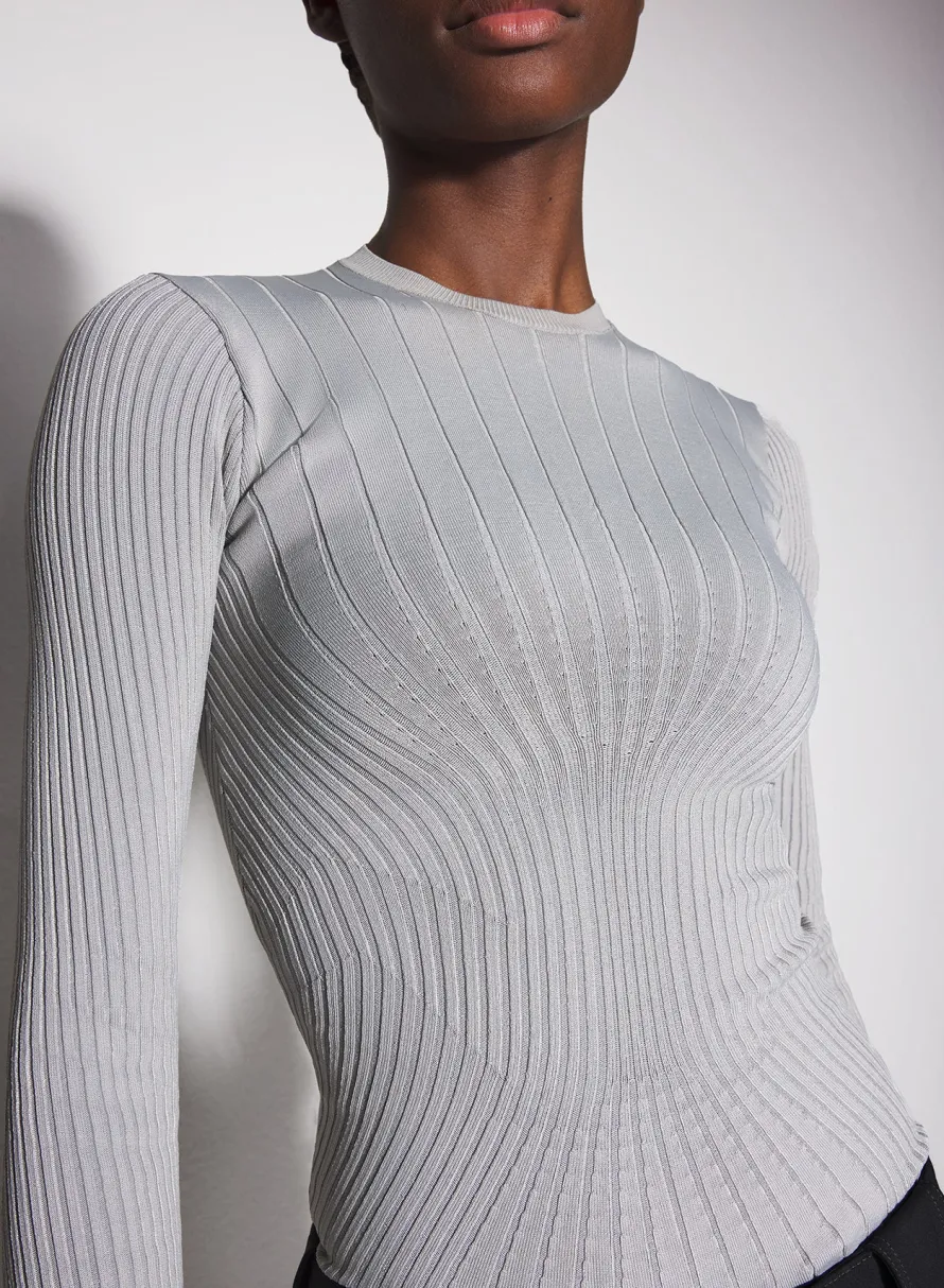 Knitwear|Tops|MUGLER grey sculpting knit top