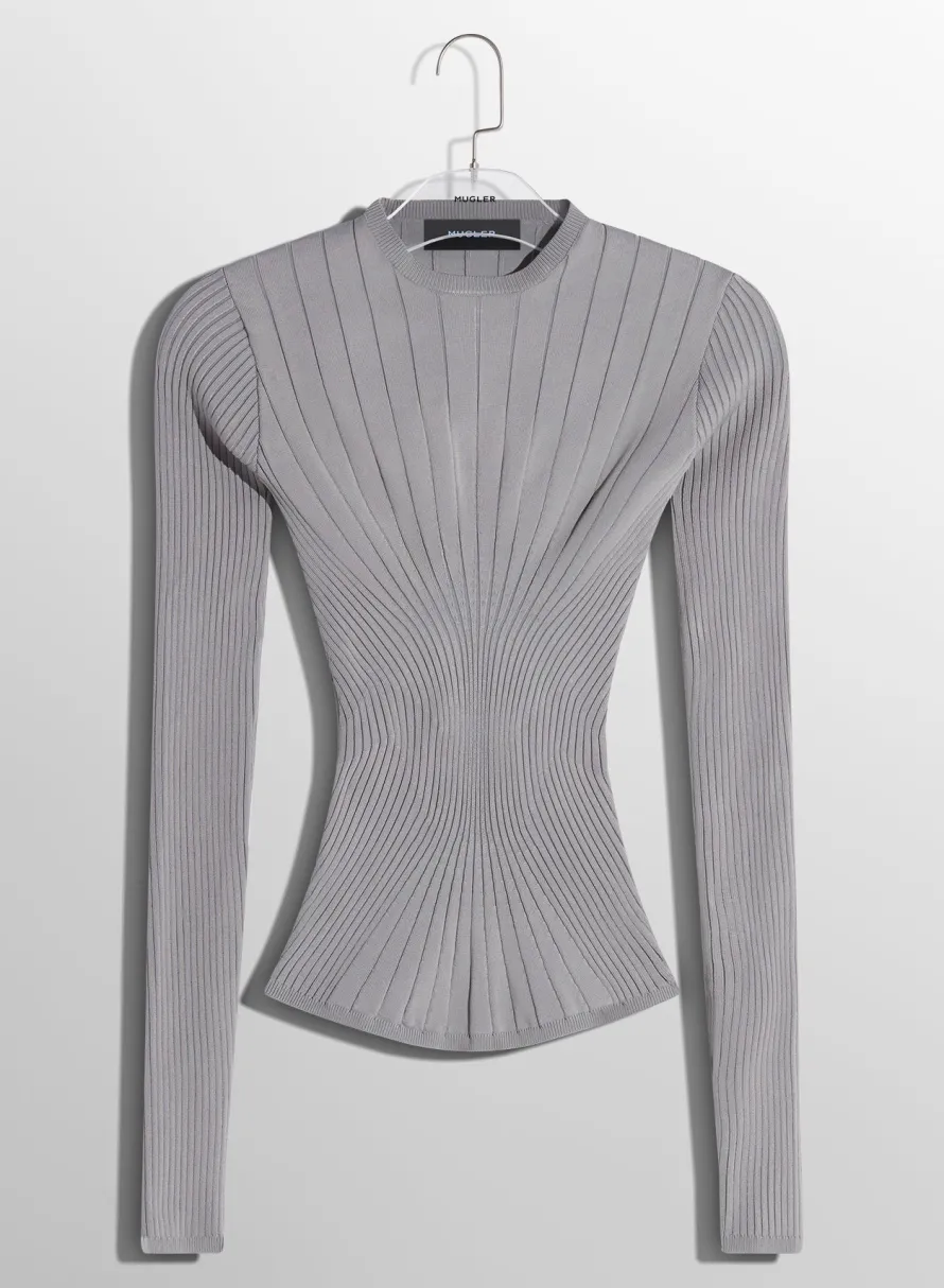 Knitwear|Tops|MUGLER grey sculpting knit top