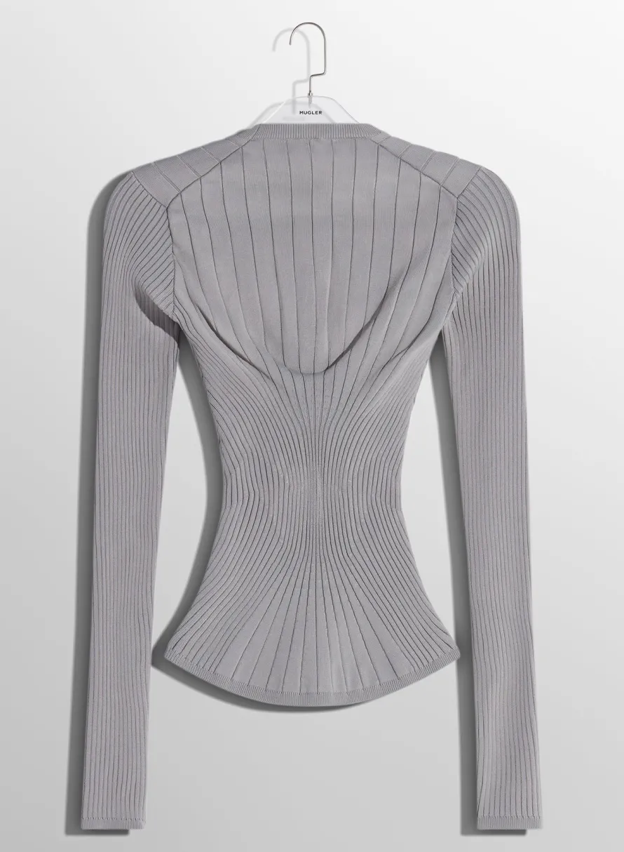 Knitwear|Tops|MUGLER grey sculpting knit top