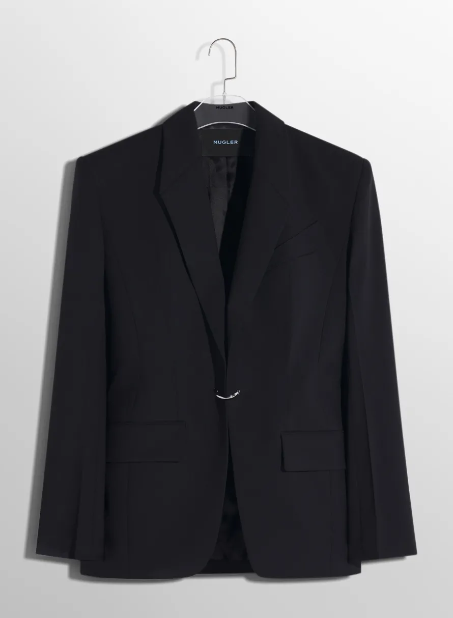 Jackets & Coats|MUGLER black pierced tailored jacket