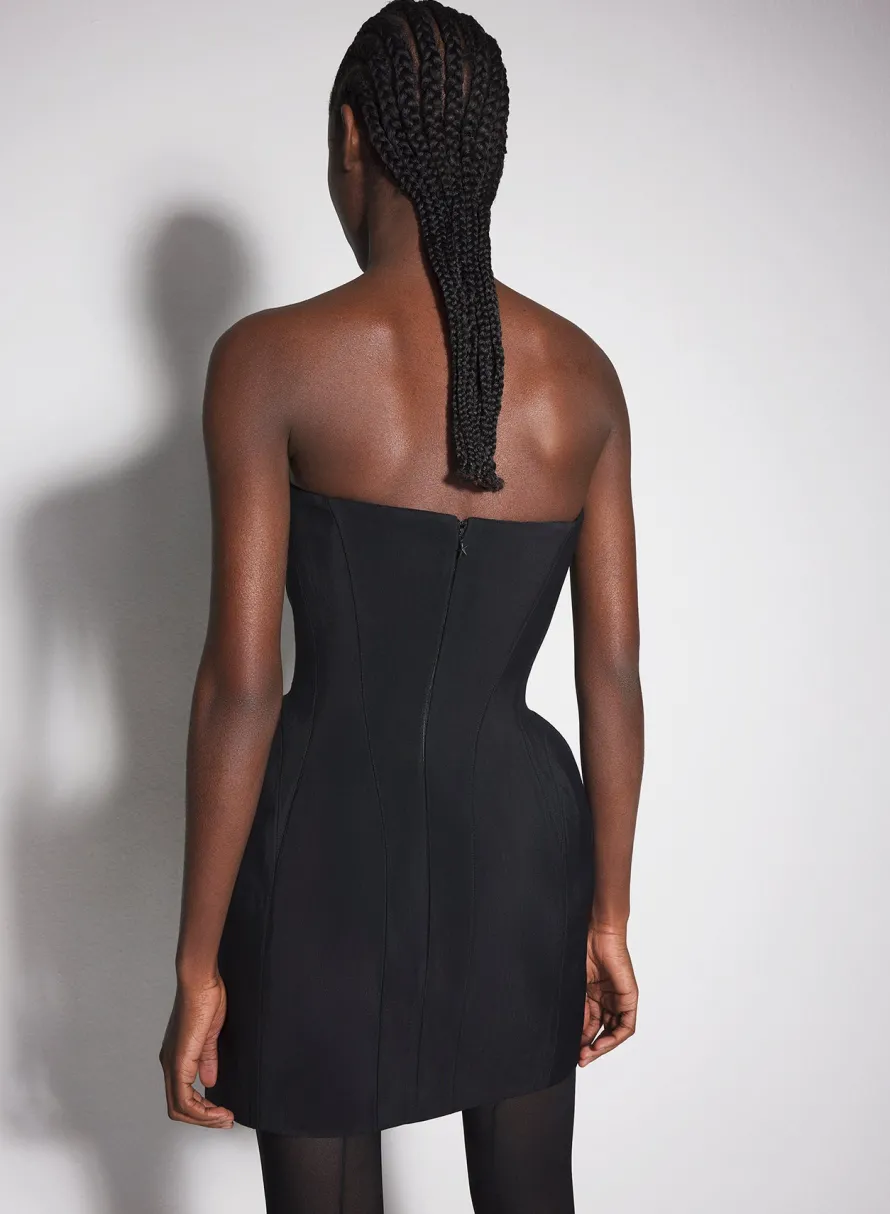 Dresses & Catsuits|MUGLER black slitted tailored bustier dress