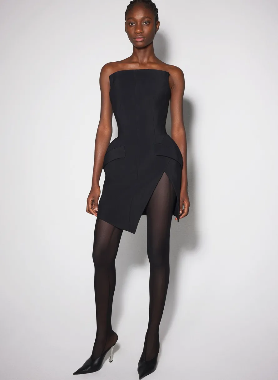 Dresses & Catsuits|MUGLER black slitted tailored bustier dress