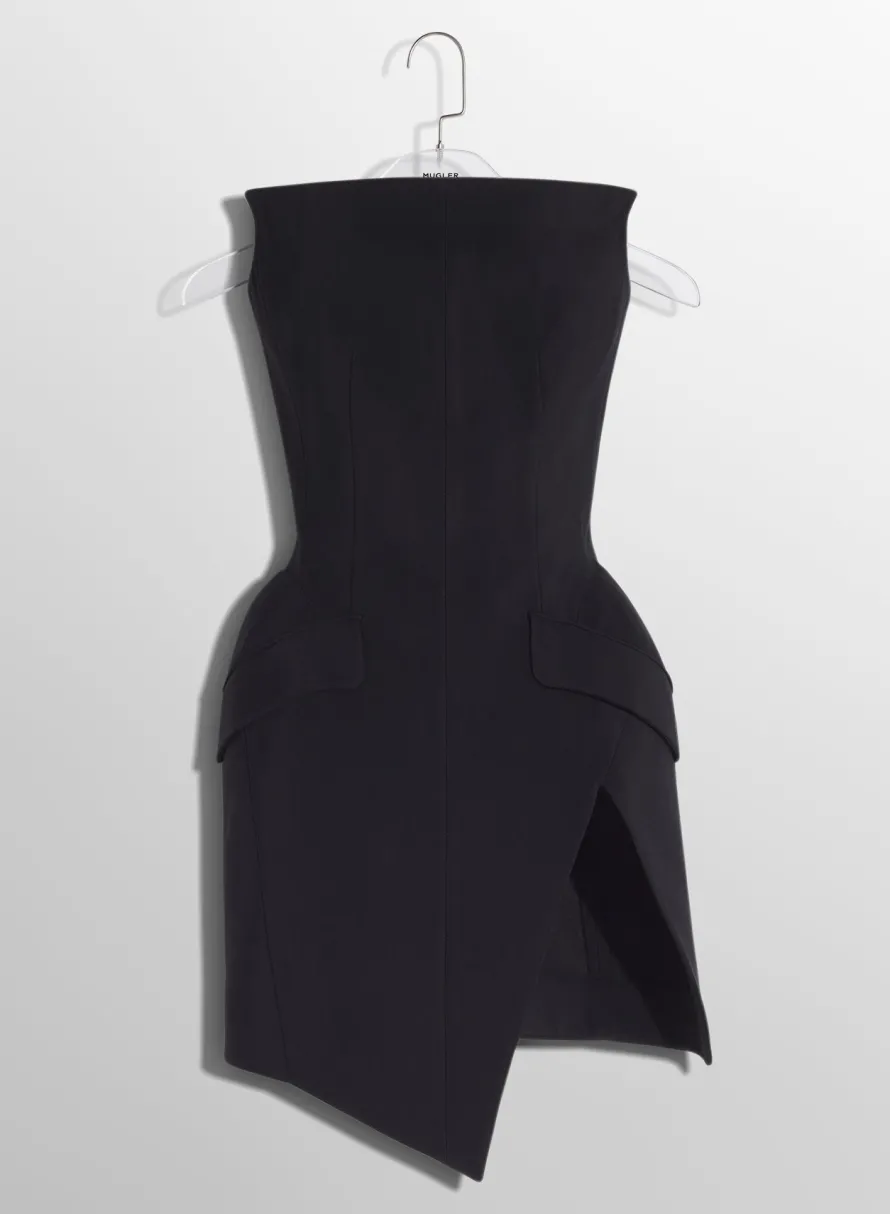 Dresses & Catsuits|MUGLER black slitted tailored bustier dress