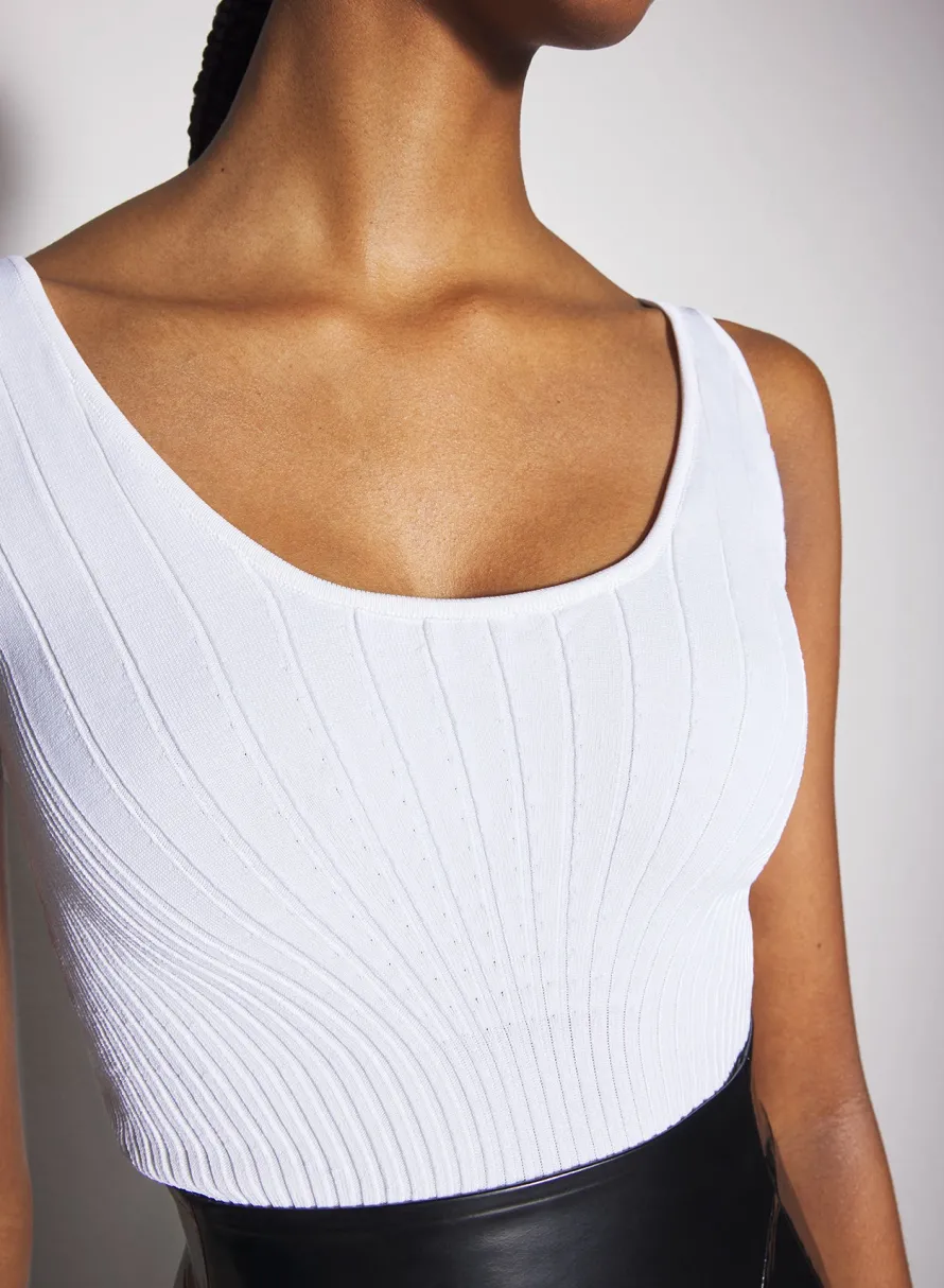 Knitwear|Tops|MUGLER white sculpting knit tank top