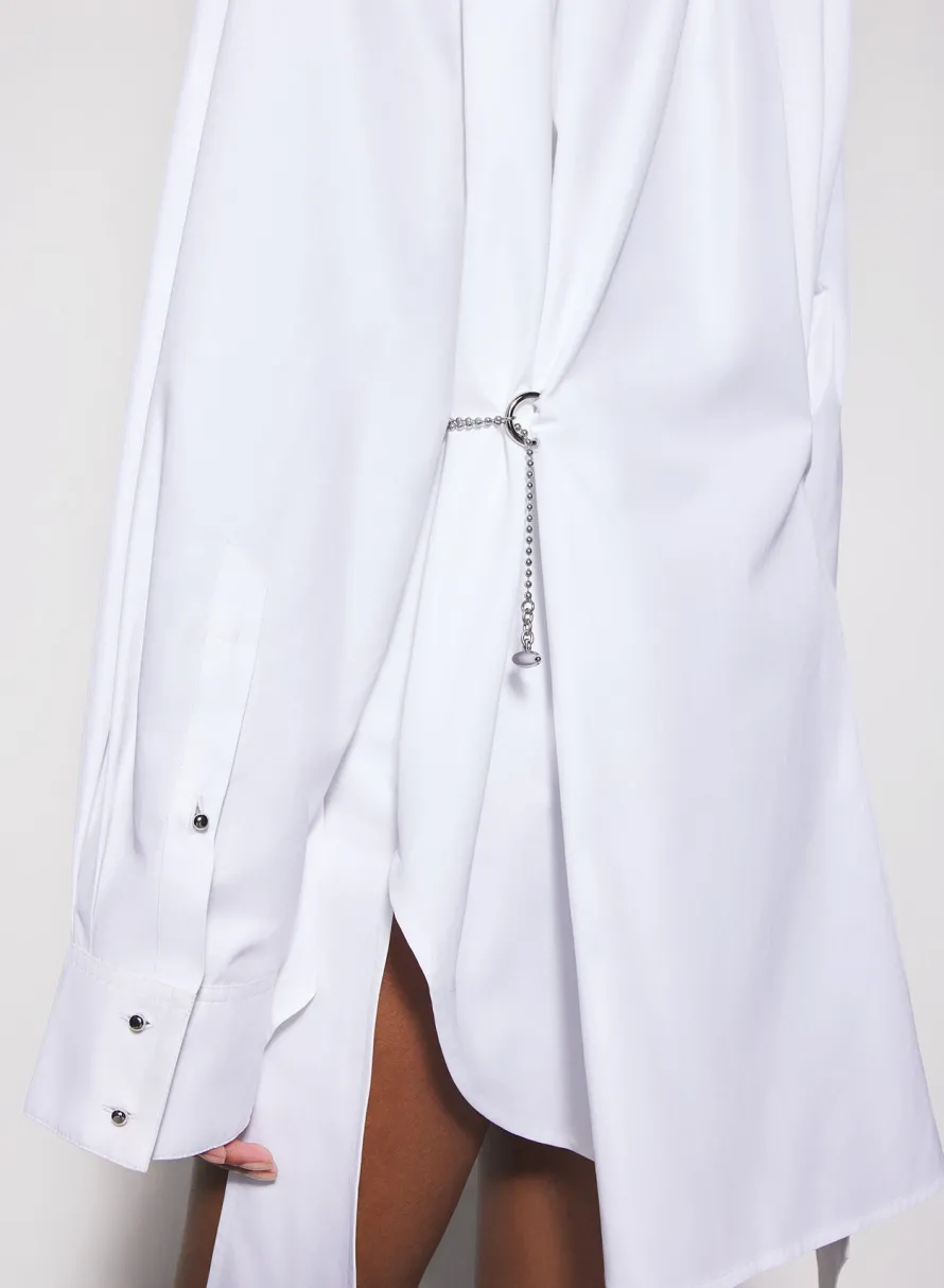 Dresses & Catsuits|MUGLER white shirt dress with chain