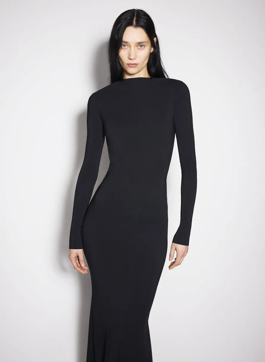 Dresses & Catsuits|MUGLER black backless buckled crepe gown