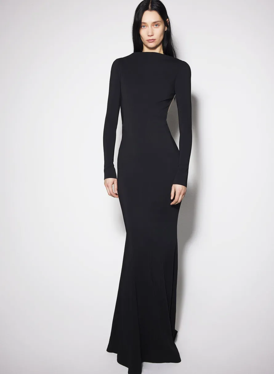 Dresses & Catsuits|MUGLER black backless buckled crepe gown
