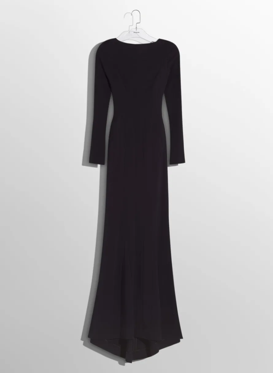 Dresses & Catsuits|MUGLER black backless buckled crepe gown