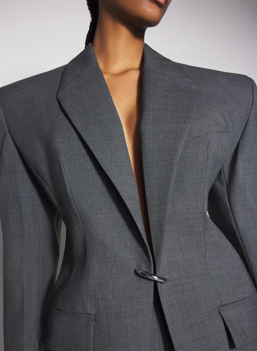 Jackets & Coats|MUGLER grey pierced tailored jacket