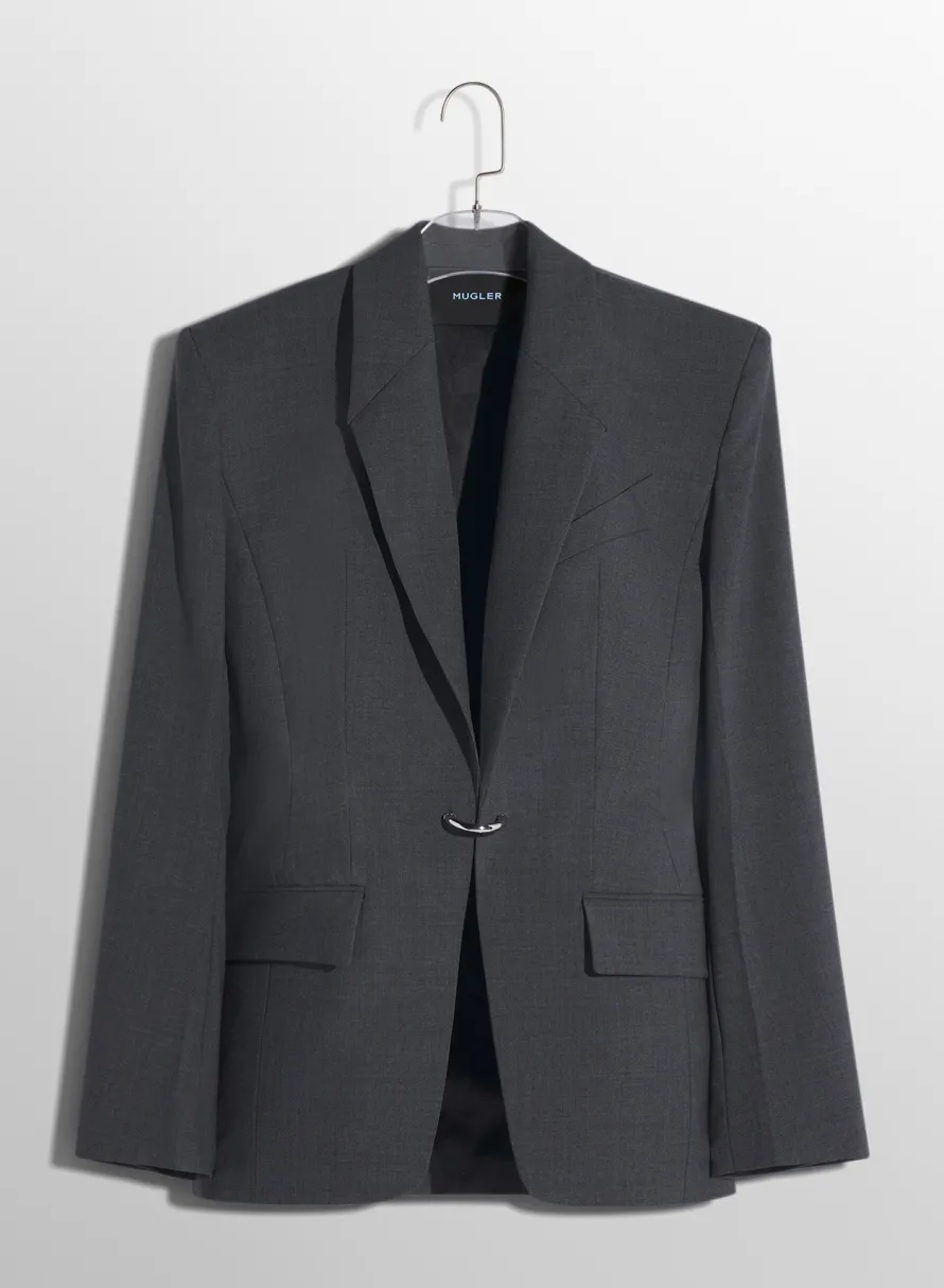 Jackets & Coats|MUGLER grey pierced tailored jacket