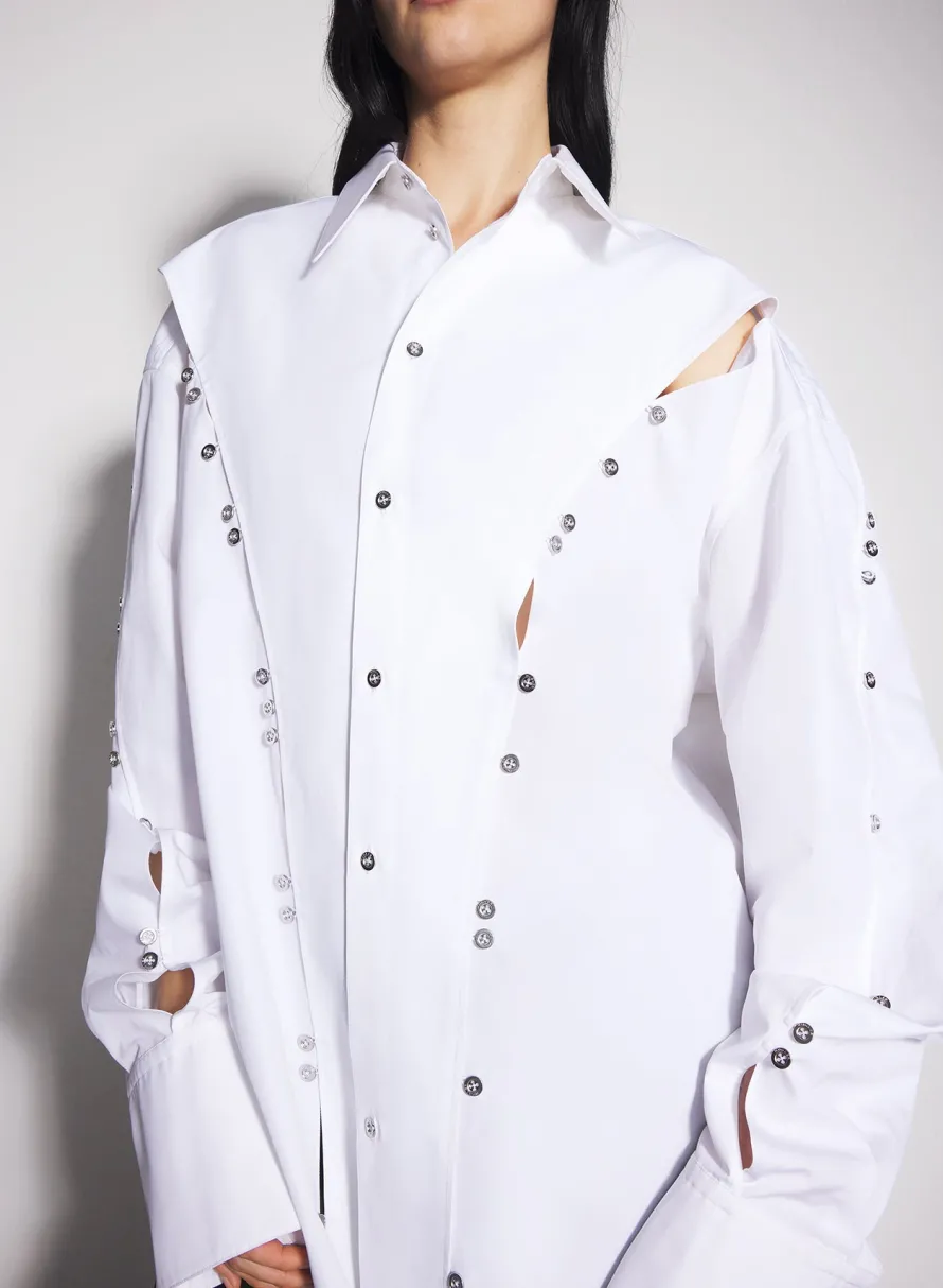 Tops|MUGLER white poplin button shirt
