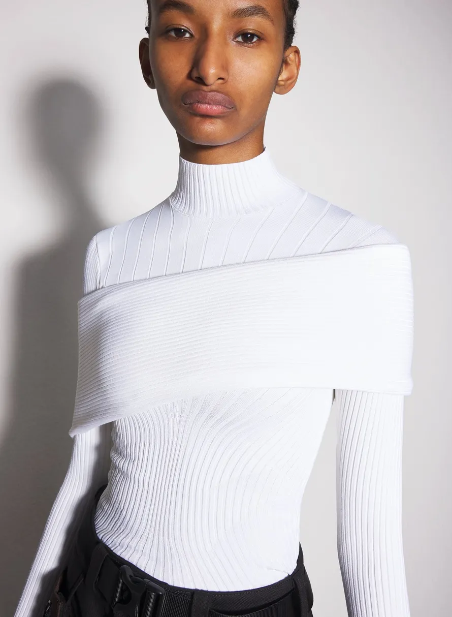 Knitwear|Tops|MUGLER white sculpting knit top