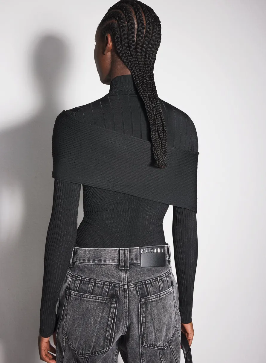Knitwear|Tops|MUGLER black sculpting knit top